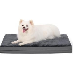 Waterproof Dog Bed Medium Small Size Dog, Orthopedic Washable Crate Pad 29 inch, Foam Pet Bed with Removable Cover Reversible, Anti-Slip Bottom Kennel Pad, 29"x18", Dark Gray