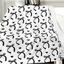 VOL&BASS Cute Pink Bow Throw Blanket 50" x 60",Pink Bow Flannel Throw Blankets Gifts for Women Girls, Aesthetic Preppy Bowknot Coquette Warm Blanket Room Decor for Home Bed Sofa Couch Chair Decoration