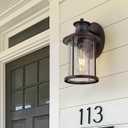 MICSIU Motion Sensor Outdoor Wall Light, 11.5 Inch Oil Rubbed Bronze Exterior Light Fixture with Seedy Glass, 3 Modes Dusk to Dawn Outdoor Wall Sconce for House, Front Porch, Garage, Anti-Rust