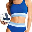 Lovekider Girls Swimsuits 9-16Y 2 Piece Athletic Bathing Suit with Straps | Quick Dry, Adjustable Straps, with Removable Padding, Elastic, Color Block, 2 Piece Bikini Set, for Sports Beach Pool Holiday