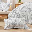 Love's cabin White Full Size Comforter Set - Comforter Set Full, 3 Pieces Cute Floral Bedding Sets for All Seasons,1 Soft Reversible Botanical Flowers Comforter and 2 Pillow Shams