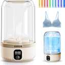 Portable Washing Machine, 7000mAh Rechargeable Wireless Washer with 10 PCS Clothespins Deep Cleans Baby Clothes Underwear Socks Delicates 1.5L Mini Washer for Travel Camping Dorm RV Apartment (Khaki)