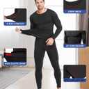 Mens Thermal Underwear Set with Lightweight Ultra Soft Fleece Lined,Long John Set, Skiing Base Layer (Black, XXXL)