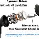 USB C Wired Headphones with Noise-Canceling Mic,Dual-Driver Noise-Isolating Wired Earbuds with Call Noise Reduction,Type C Plug Deep Bass In ear Earphones with DAC,Powerful Bass and HD Sound (Black)