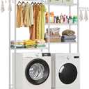 VEVOR Over the Washer and Dryer Storage Shelf, 5 Tier Laundry Room Drying Rack with Hanger Rod and Hooks, Adjustable Over Washer and Dryer Shelves, Laundry Room Shelf Storage Space Saver, White