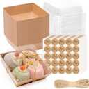 150 Pack Charcuterie Boxes with Clear Secure Lids, 4.7x4.7x2.6 Inches Brown Square Disposable To Go Containers Cookies Boxes for Sandwich, Pastry, Dessert