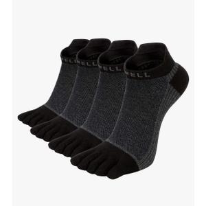 VWELL Cotton Toe Socks Five Finger Socks No Show Crew Athletic Running Socks 4 Pairs,Size 7-11