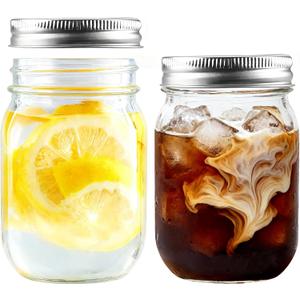 2-Pack 16oz Mason Jars with Airtight Lids - Regular Mouth Glass Canning Jars for Meal Prep, Overnight Oats, Preserving, Jam, Honey, Pickling | Ideal for Wedding Favors & Party Decor