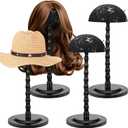 Geelin 4 Pcs Wig Stand Plastic Wig Head Holder for Styling Hat Display Non-Slip Holders Stand for Multiple Wigs and Hats Styling Drying Display, 13.8 Inch(Black)
