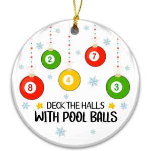 3 x Pool Balls Ornament 2025  White Elephant Gift, Deck The Halls with Pool Balls Ceramic Ornament  Holiday Tree Decoration for Pool Players, Bar Gamers & Billiards Fans  Gag Gift & Stocking Stuffer