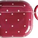 White Polka Dot Red Case with Lock for Airpods 3 Gen,Vintage Aesthetic Pattern Stylish Luxury Trendy Retro Girls Women Protective Cover for Airpod 3rd Genetation