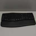 Ergonomic Wireless Keyboard and Mouse Combo, 30dB Quiet Full Size Keyboard Set with Wave Keys & Soft Palm Rest, Dual-System Switch for Windows/Mac, Ideal for Business Teams Home OfficeSablute (Black)