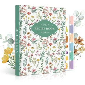 Lanpn Blank Recipe Book Cookbook for 70 Recipes, A5 Waterproof Empty Recipe Notebook to Organize Your Family Recipes, Leather Cooking Journal with Stickers to Write in Your Own Recipes, Green