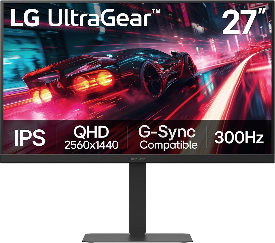 LG 27G640A-B 27-inch Ultragear QHD (2560 x 1440) IPS Gaming Monitor, 300Hz, 1ms, NVIDIA G-Sync, AMD FreeSync Premium, VESA DisplayHDR 400, HDMI 2.1, USB Type-C, Tilt/Height/Swivel/Pivot Stand, Black