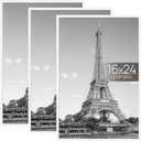 upsimples 16x24 Picture Frame White 3 Pack, Scratch-Proof Poster Frames 16 x 24 for Photo Gallery - Slide-In Strips, Horizontal or Vertical Wall Mounting