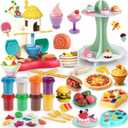 Kaelinda Play Color Dough Sets for Kids Ages 4-8, Ice Cream Maker Playdough Kits for Kids Ages 3+, Play Food Toys for Girls Boys, Play Dough Accessories Gifts for 3 4 5 6 7 Year Old Boys Girls