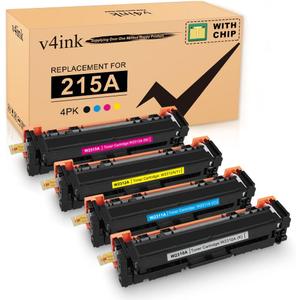 v4ink 215A Toner Cartridge Compatible Replacement for HP 215A W2310A W2311A W2312A W2313A Works for HP Color Pro MFP M182 M183 M155 Series MFP M183fw M182n M182nw M155nw M155a Printer 4-Pack With Chip