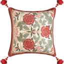 bilin gaier Vintage Square Throw Pillow Covers,Red Cozy Velvet with Leaves and Floral Pattern Pillowcases,Decoration Pillows Cushion Covers for Living Room Couch Sofa Bed Car Chair,18"x18" 2 Pack