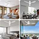 TALOYA Ceiling Fans with Lights,42 inch Modern Low Profile Ceiling Fan with Light and Remote Control, Flush Mount, 3CCT, White Ceiling Fan for Bedroom Living Room and Patio