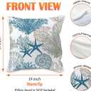 Coastal Beach Pillow Covers 18x18, Beachy Room Decor Aesthetic, Ocean Coral Seashell Starfish Nautical Decorative Throw Pillows Case for Home Room Office Decor, Set of 2