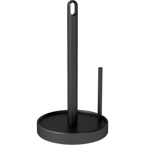 STWWO Paper Towel Holder Countertop, Black Paper Towel Holder with Anti Slip Weighted Base, Stainless Steel Heavy Duty Freestanding Papertowel Holder for Bathroom, Kitchen Roll Holder