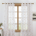 Deconovo Light Filtering Sheer Curtains with Embroidered Leaf Grommet Panels 52*84inch
