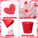 FoldTier 6 Set Valentine's Day Heart Gauze Table Runner Tulle Curtains and Buckets for Room Window 51 x 63 Inch Glitter Heart Valentines Table Runner Pink Tablecloth for Candlelight Dinner Home Decor