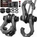 DAYDOOR D Ring Shackles with Snatch Block, 45,000Lbs Break Strength Towing Winch Shackle, 3/4" Heavy Duty Shackles with 7/8" Screw Pin for Off Road Vehicle Recovery (2 Pack,Gray)