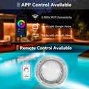 HQUA PN01DC LED Inground Pool Lighting System RGBW Color Change 10 Inch 50W, Remote/App Control, 120V AC, 100 Feet Cord