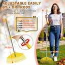 Leaf Rake - 16.5" Wide Nylon Plastic Head,65" Adjustable Handle,Heavy Duty for Leaves,Grass,Pine Needle,Mulch, Small Debris,Lawn-Friendly Tines,Lightweight for Women,Seniors & Kids