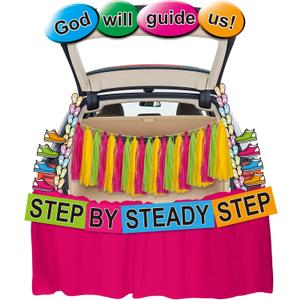 22 Pcs Religious Halloween Trunk or Treat Car Decorations Kit Christian Trunk-or-treat Decorating Step by Steady Step Car Decorations God Will Guide Us Cutouts for Church Decor Party Supplies