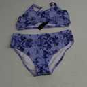 Tempt Me Women Two Piece Scoop Neck Bikini Crop Top Swimsuit Sporty High Waisted Bathing Suit (XX-Large, Blue Tie Dye)