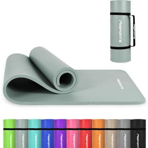 MSPORTS Yoga Mat Premium Non Slip Thick Extra Comfortable Exercise Mat for Home Workouts, Pilates, Stretching & Gym Cushioned NBR Foam, Gym Mat with Strap, for Women & Men
