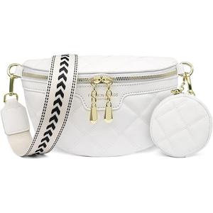 Crossbody Bag Women Wide Strap Fanny Pack Ladies Leather Chest Bag with Coin Purse, Modern Bags with Wide Shoulder Strap, Shoulder Bag Women Small Cell Phone Bag