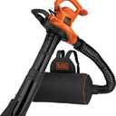 BLACK+DECKER Electric Leaf Blower, Leaf Vacuum and Mulcher 3 in 1, 250 mph Airflow, 400 cfm Delivery Power, Reusable Bag Included, Corded (BEBL7000)
