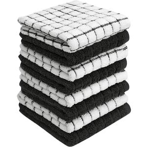 Bumble Dish Cloths (8 Pack) | 12" x 12" | 100% Cotton Kitchen Towels | 405 GSM | Soft, Highly Absorbent & Durable Dish Towels for Kitchen | Black