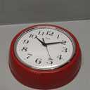 Lily's Home Retro Wall Clock, 9.5 Inch Vintage Design, Silent Non-Ticking Quartz Movement, Battery Operated, Perfect for Kitchen, Living Room, Office, and Indoor Use (Vintage Red)