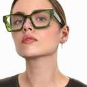 livho Oversized Eyewear Frame for Woman and Men - Rectangle Fashion Glasses for Computer, Chic Preppy Frame