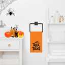 2 Pack Halloween Hand Towels Embroidered Orange Ghost Trick or Treat Cotton Dish Towel with Ribbon for Bathroom Hand Drying Kitchen Cleaning Towel Gift Set, 29.5 x 13.7 Inch
