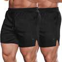 COOFANDY Men's 2 Pack Gym Workout Shorts Quick Dry Athletic Shorts 5 Inch Lightweight Sports Running Shorts with Pockets (Black, XL)
