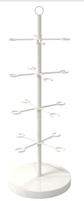 ikare 1PCS Cocktail Tree Stand, Metal 4 Tire Drink Tower for Parties, 12 Holders Champagne Tower, Wine Glass Display Stand for Champagne, Cocktails, Martini, Margarita Cups (White)