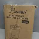 Lamosi 100 Pack 20 oz Clear Plastic Cups with Lids and Straws, Disposable Iced Coffee Cups with Lids for To-Go Cold Drinks, Smoothies and Slushie