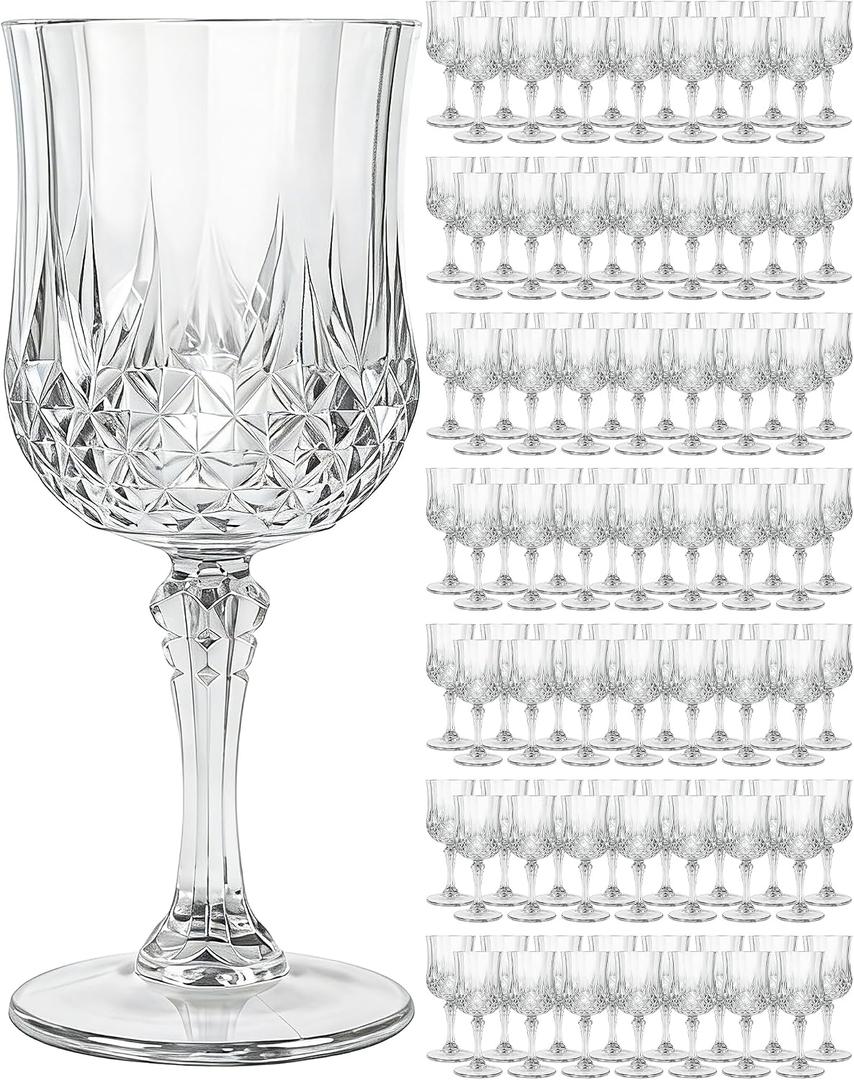 100PCS Plastic Wine Glasses 7oz Clear Acrylic Goblets Unbreakable