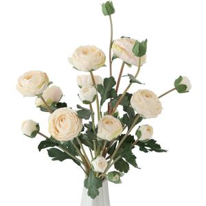 6Pcs Realistic Silk White Ranunculus Artificial Flowers Long Stems, 23.6" Tall Fake Flowers Faux Flowers Suit for Year-Round Home Decoration, Wedding, Bridal Bouquets, Office