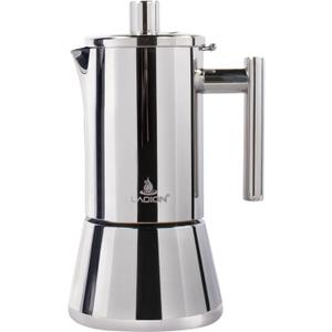 LAOION Stovetop Espresso Maker, 6Cup 10 oz Moka Pot, Stainless Steel Cuban and Italian Coffee Maker for Cafetera Cubana, Greca De Cafe Induction Stovetop Compatible, Coffee Gift for Home Travel (Silver)