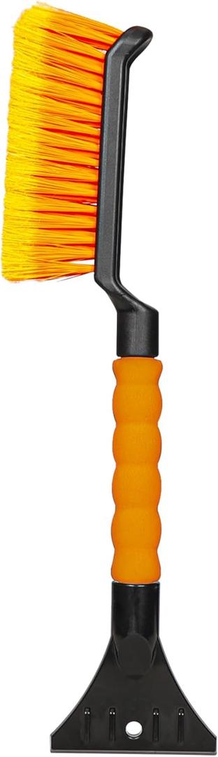 17" Snow Brush & Ice Scraper for Car Windshield | Heavy-Duty Snow Removal Tool | Small Snow Brush with Ergonomic Foam Grip | Essential Car Winter Accessory | Efficient Snow Clearing Brush (Orange)
