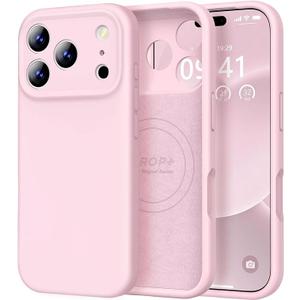 Vooii Magnetic for iPhone 17 Case, Compatible with Magsafe (Premium Liquid Silicone) (Integrated Camera Control Button) Full Body Protective AntiScratch Microfiber Lining 6.3", Chalk Pink