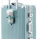 Carry-on with Cup Holder & USB Port Carry on Luggage Durable Luggage Suitcase Lightweight Hardside Luggage with TSA lock & Phone Holder 360 double spinner Wheels (Blue=20lnch, 20lnch)