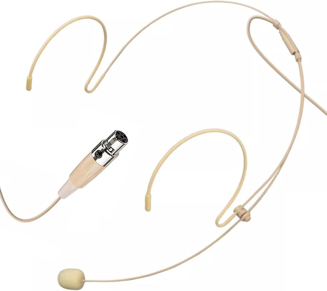 Headset Microphone Headworn Double Over Ear Earset Hanging Condenser Omnidirectional Mic Compatible with Shure Wireless Bodypack Transmitter System with Mini XLR 4 Pin TA4F Plug
