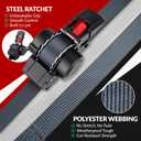 2PCS Self-Retracting Ratchet Tie Down - 1 Inch x 10 FT, Ratcheting Straps with Auto Rewind, 1200 lb Break Strength, No Loose Ends for Motorcycle, Cargo, Truck, Trailer